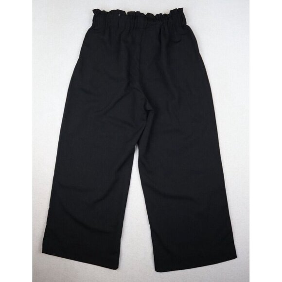 POPSUGAR - WOMEN'S BLACK WIDE LEG CROPPED PAPER BAG DRESS PANTS - SIZE XS - Picture 8 of 8